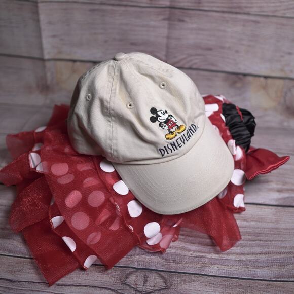 Disneyland Mickey Mouse Hat Tan Embroidered 6-Panel Adjustable Slide Back Cotton - Picture 2 of 8